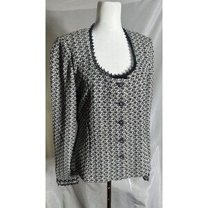 St John Evening Black and White Sweater Top Sz 6